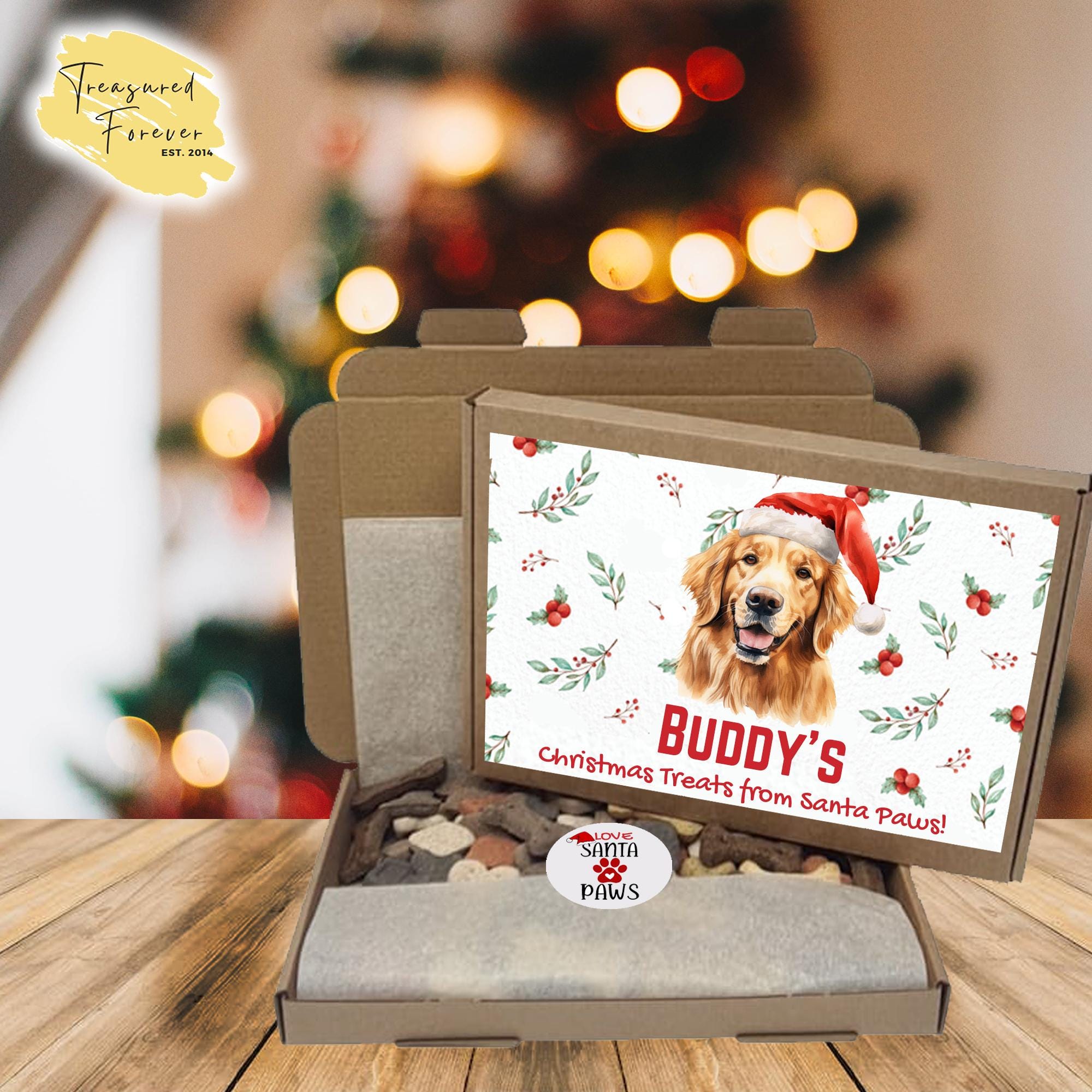 Personalized Dog Treat Gift Box – Custom Christmas Gifts for Any Breed – Holiday Puppy Treats & Doggy Present