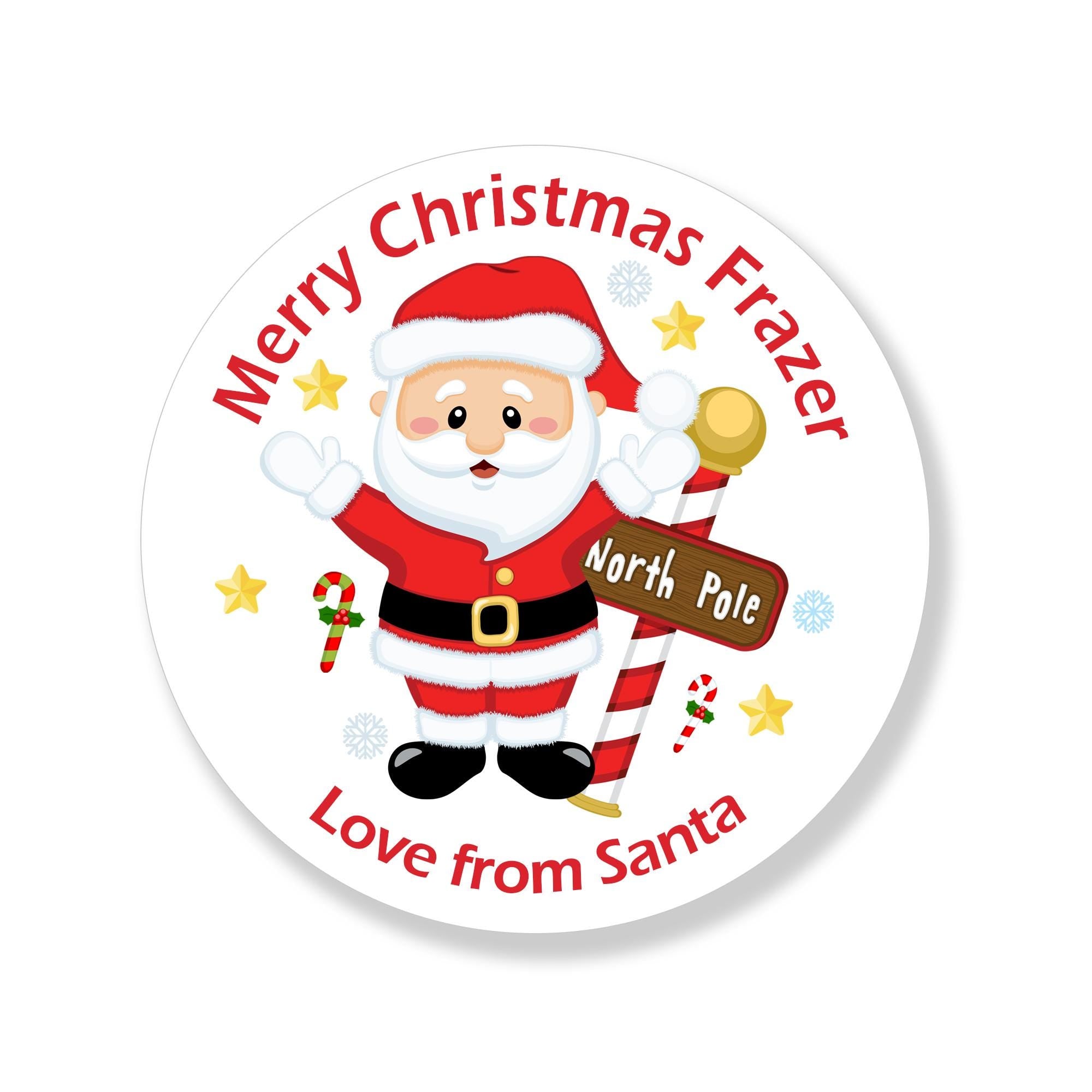 24 Personalised Christmas Stickers Gift Tag Labels Present Delivery From Santa