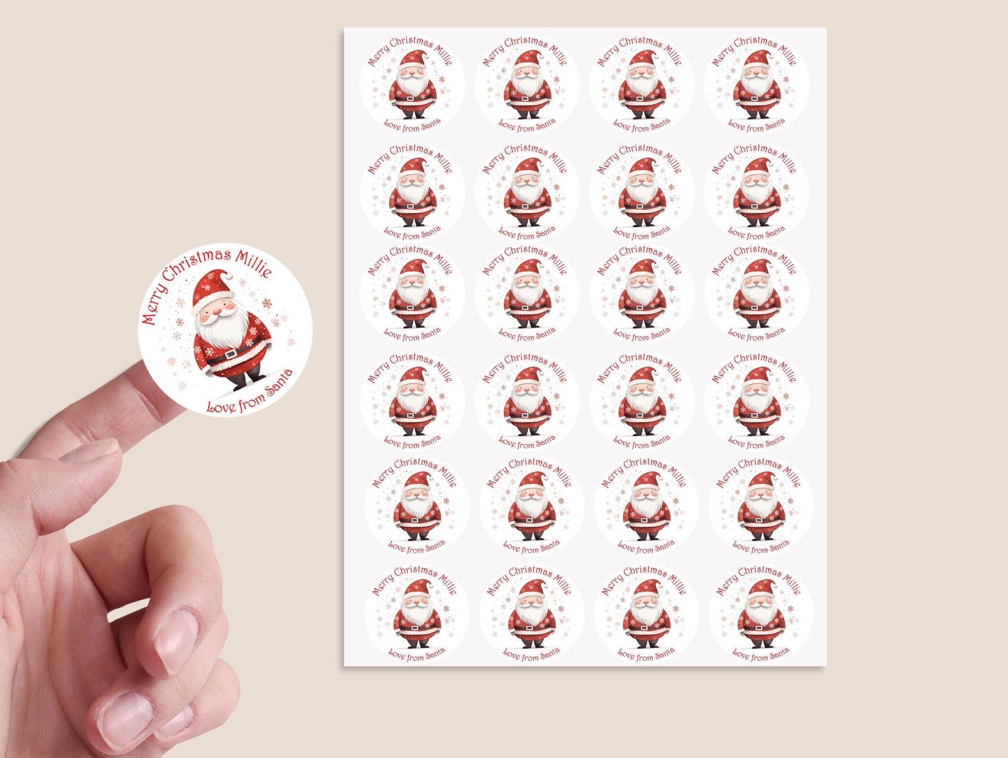 24 Personalised Christmas Stickers Gift Tag Labels Present Delivery From Santa Scandi Design