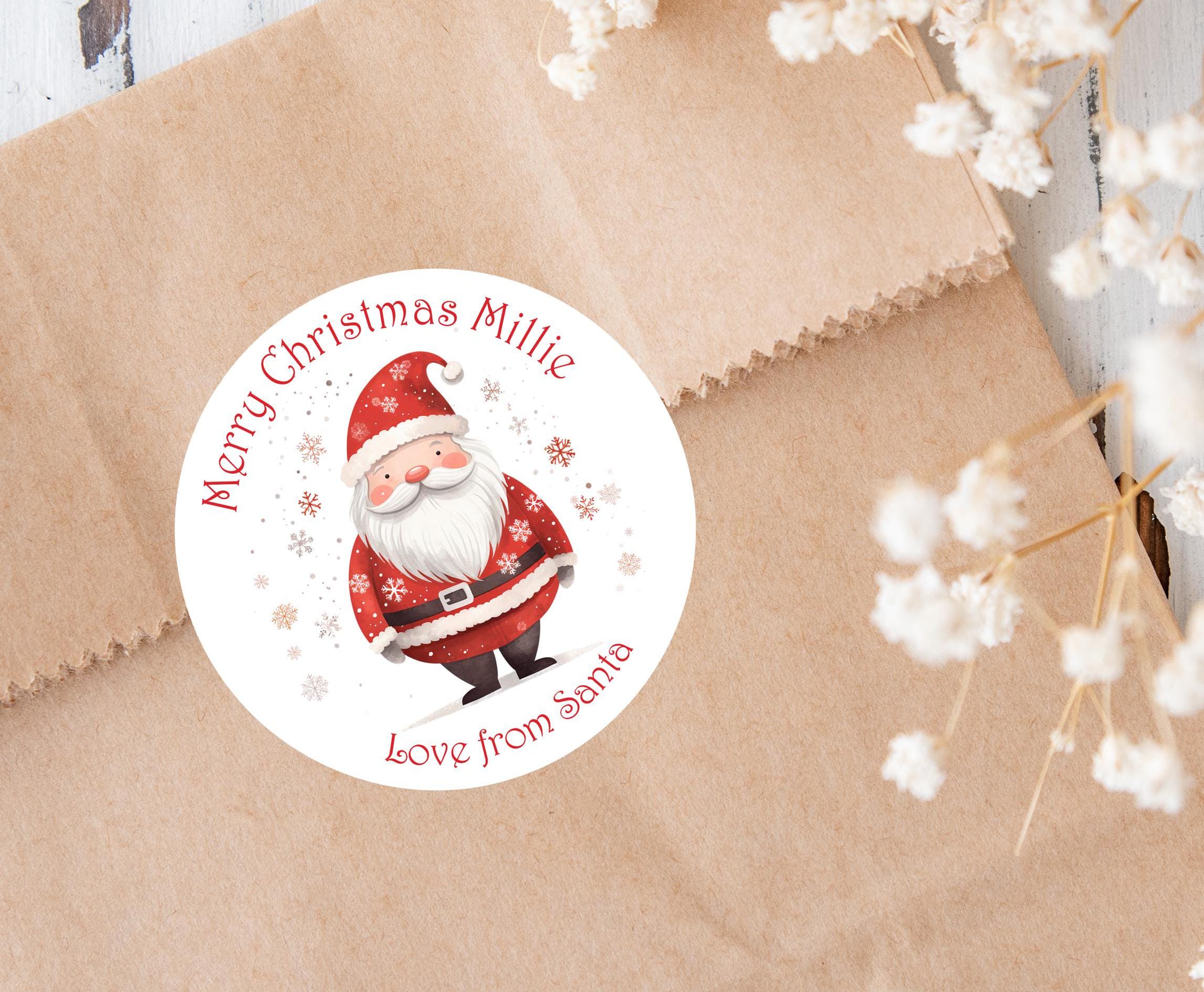 24 Personalised Christmas Stickers Gift Tag Labels Present Delivery From Santa Scandi Design