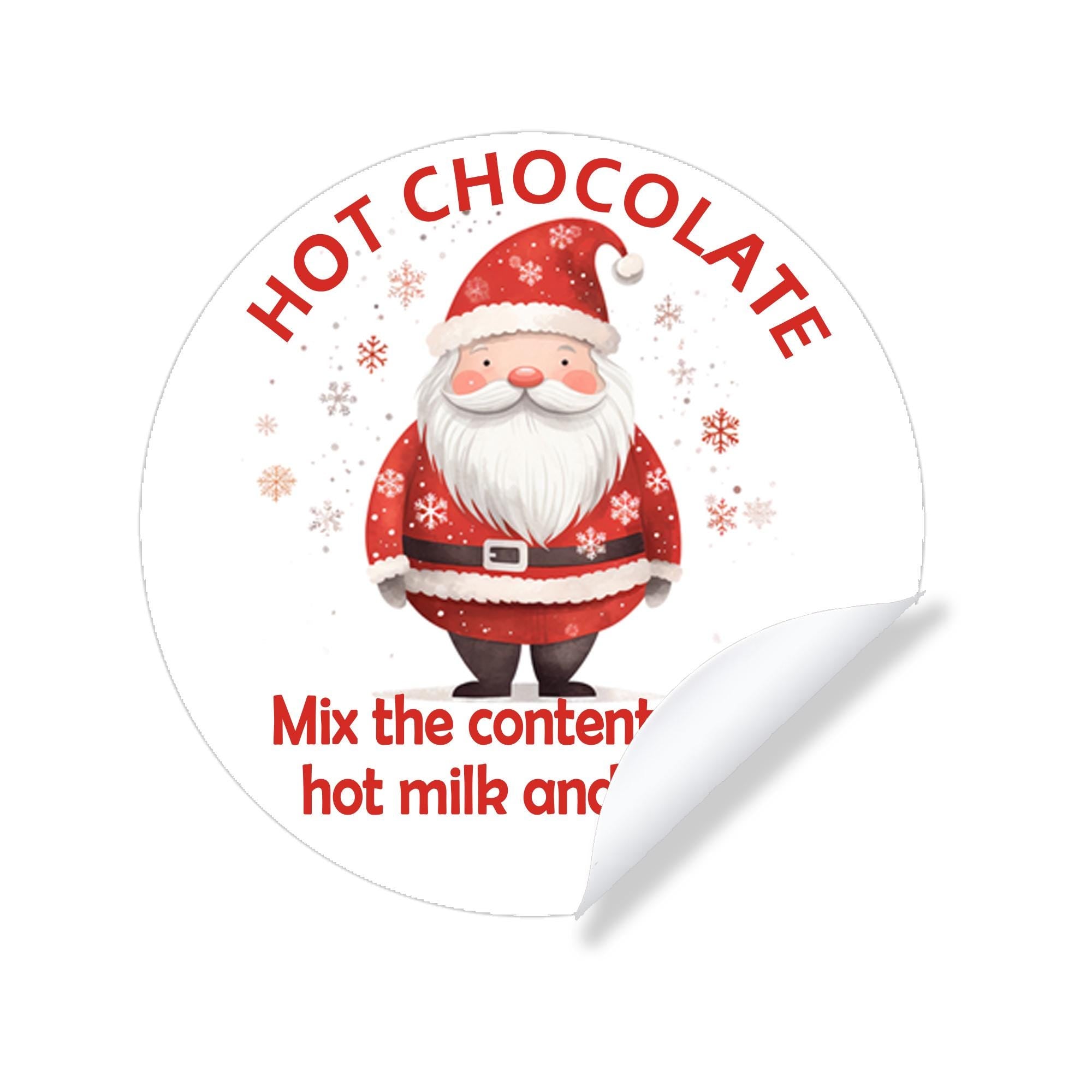 Santa Hot Chocolate Cone Christmas Stickers Round Sticker Sheet | Bulk Xmas Labels | SantaGift Design