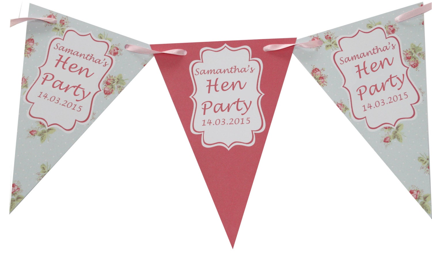 Personalised Hen Party Bunting  Banner Decoration Shabby Chic