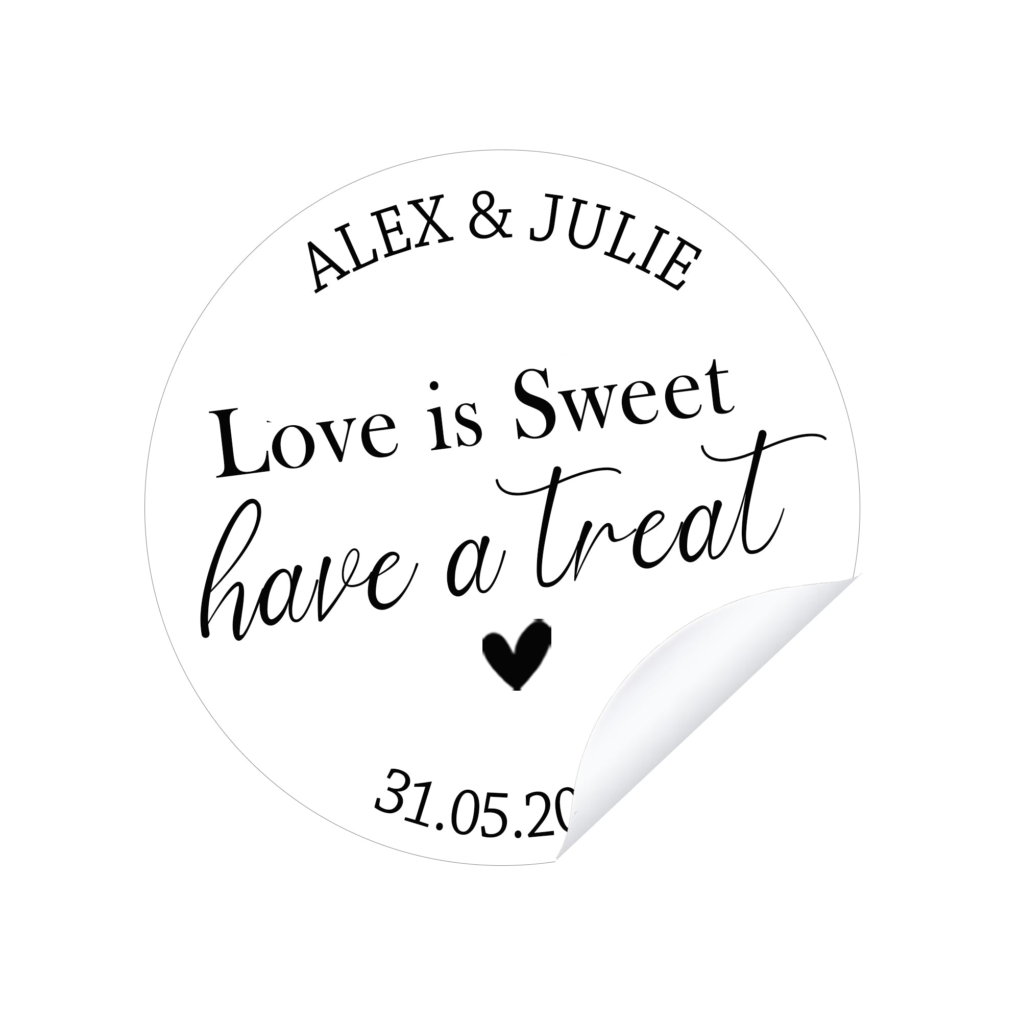 Personalised Sweet Wedding Stickers Sweet bags- Love is sweet Cone Bags Favour Luxury labels with Vegan/Halal sweets