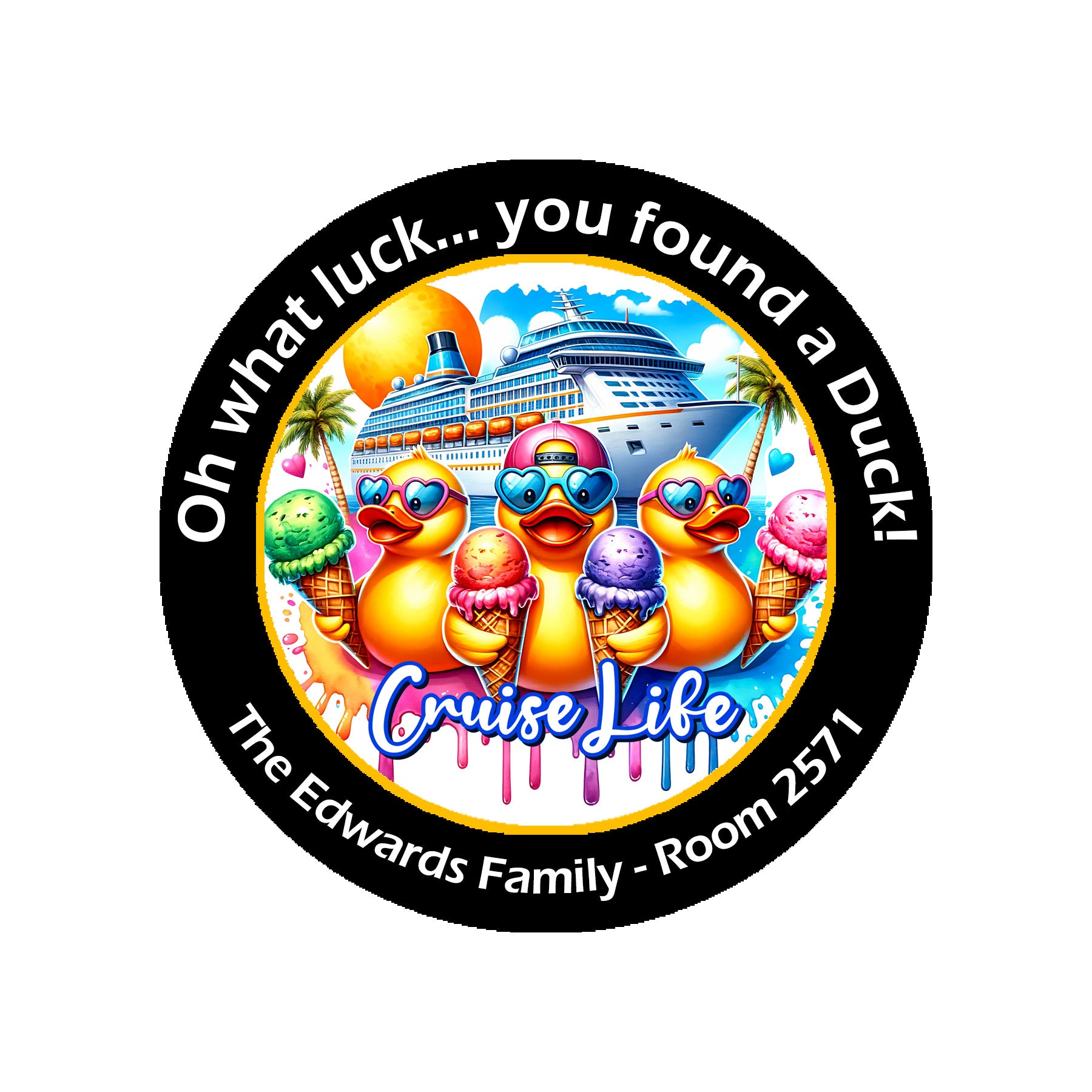 Personalised Duck Tag Stickers Cruising Duck Carnival Royal Caribbean Disney Cruise NCL Rubber Duckie Cute Gifts For Cruise 24/35 stickers