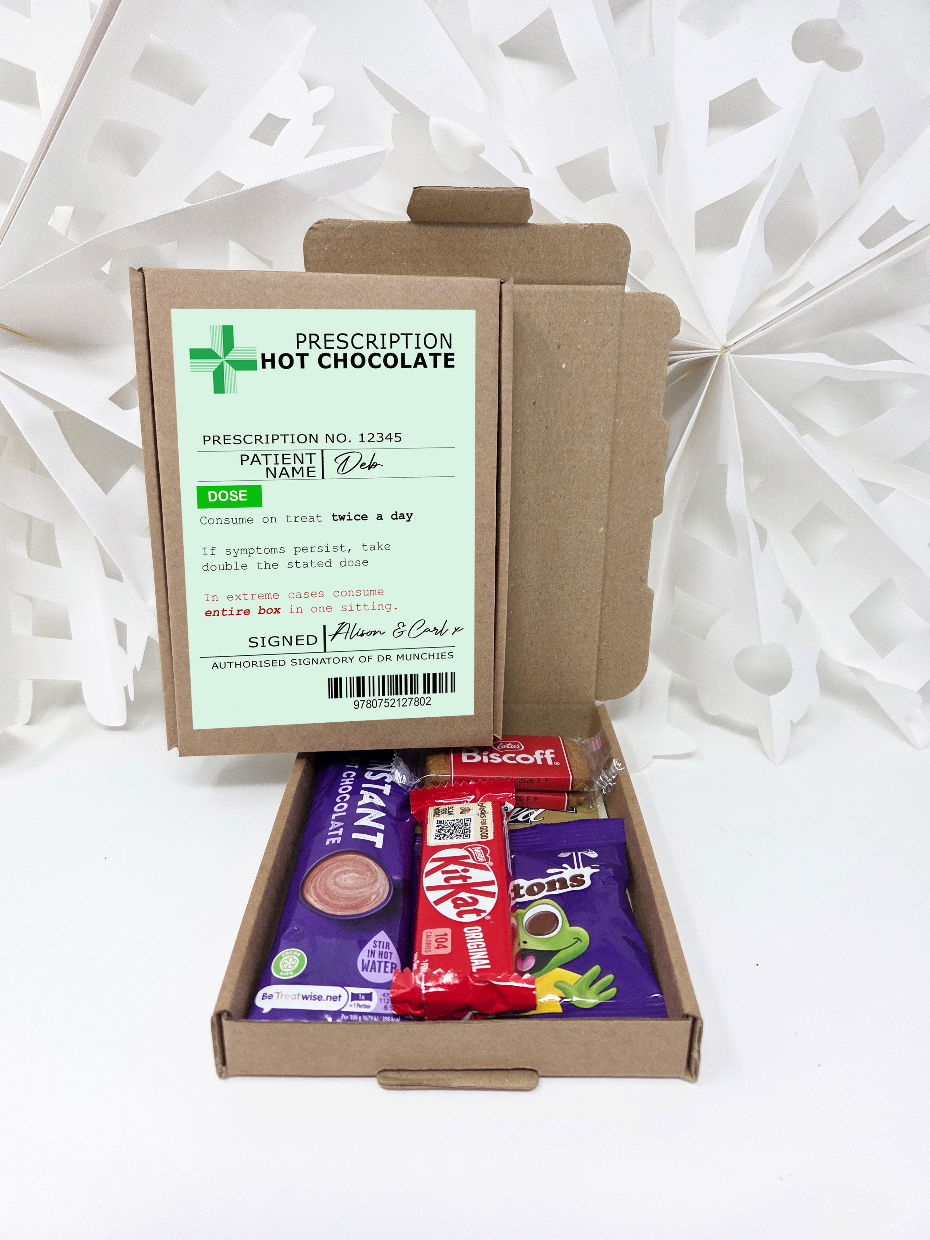 Personalised Get well soon prescription Hug in a box, Letterbox gift Afternoon tea, hamper gift, thank you gift,