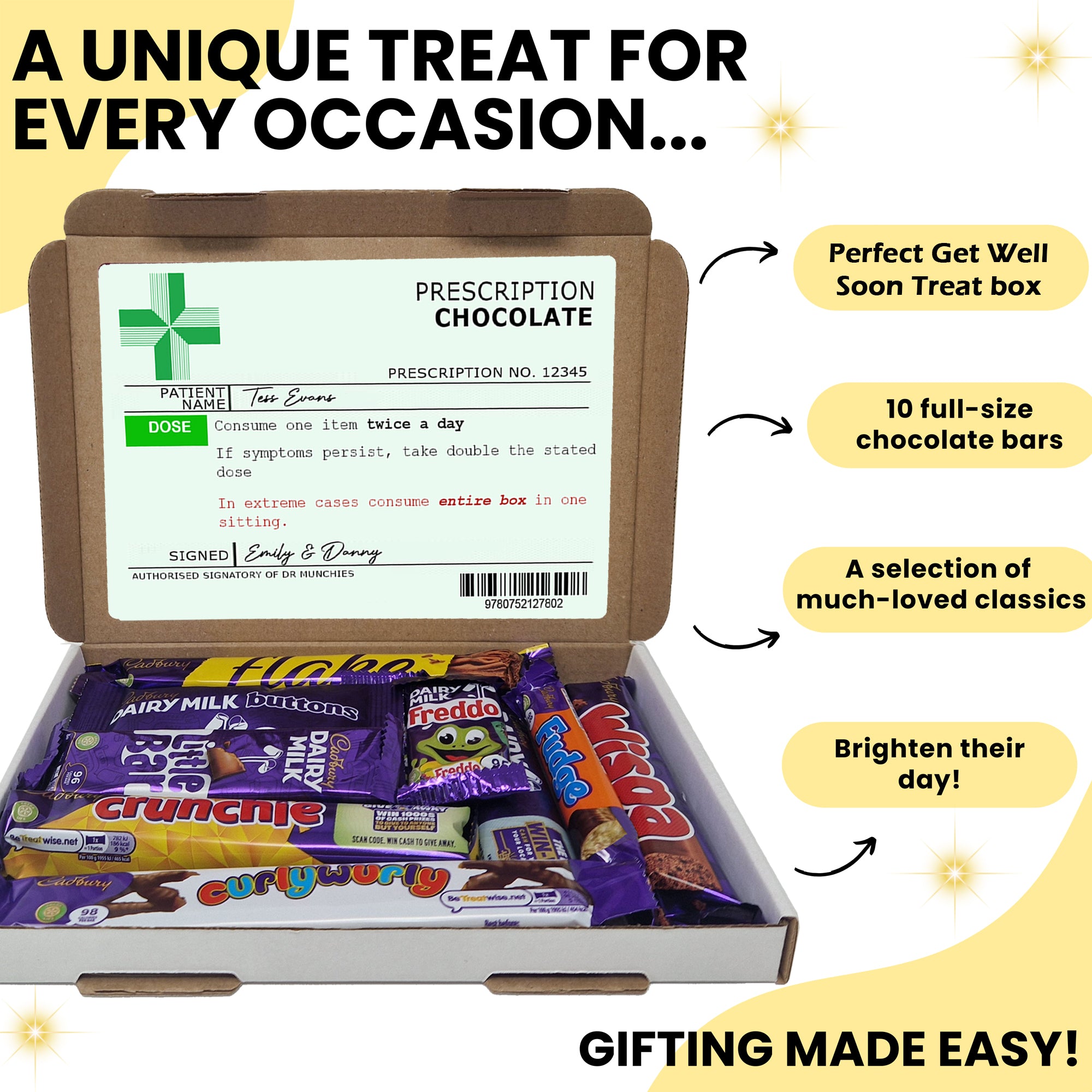 Chocolate Gift Box - 10 Full Size Bars - Funny Gift For Chocolate Lovers Christmas Birthday Get Well Soon Recovery Hamper Selection