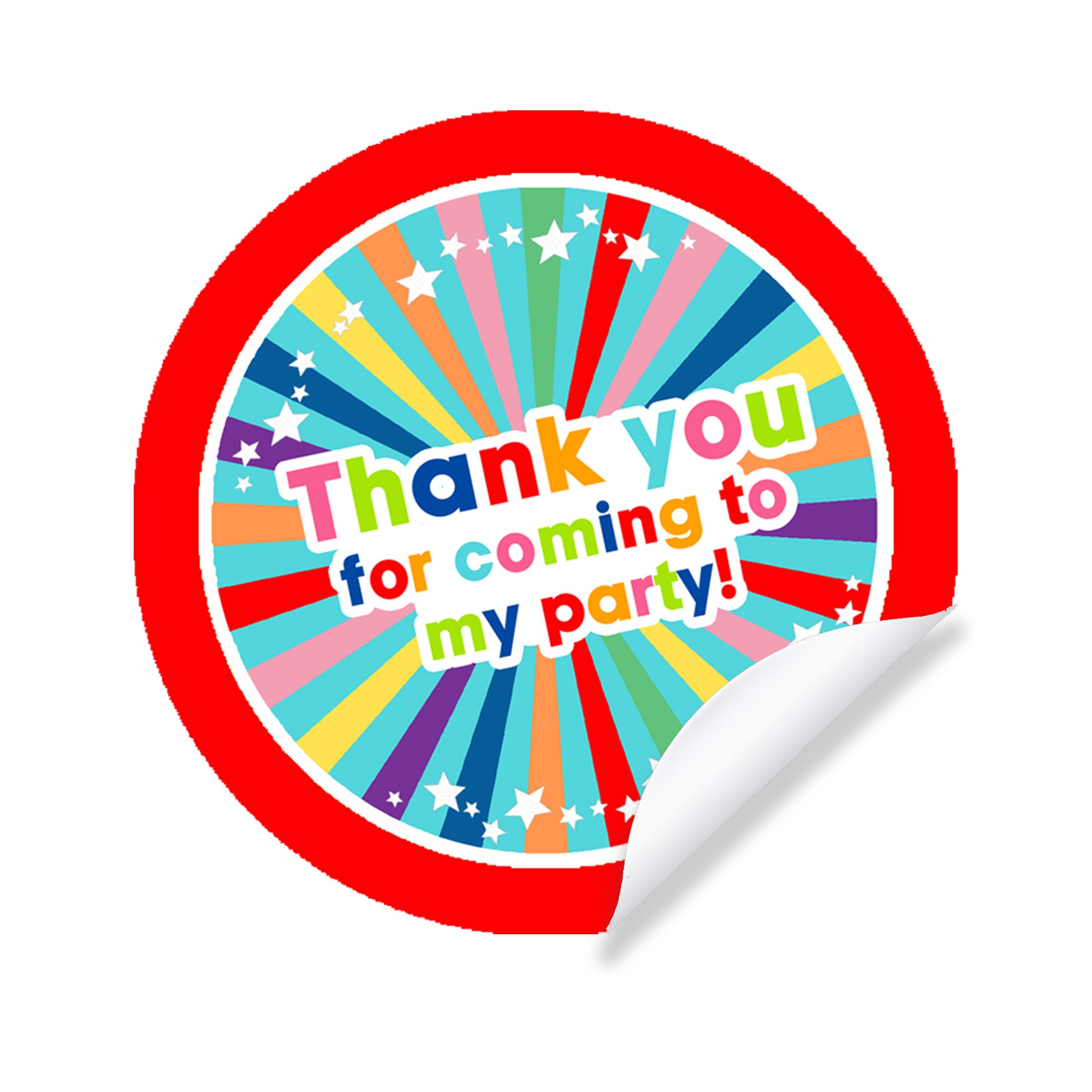 Birthday Thank you Stickers Thank You for coming to my Party Stickers for Sweet Cone Bags Favours Bright Fun