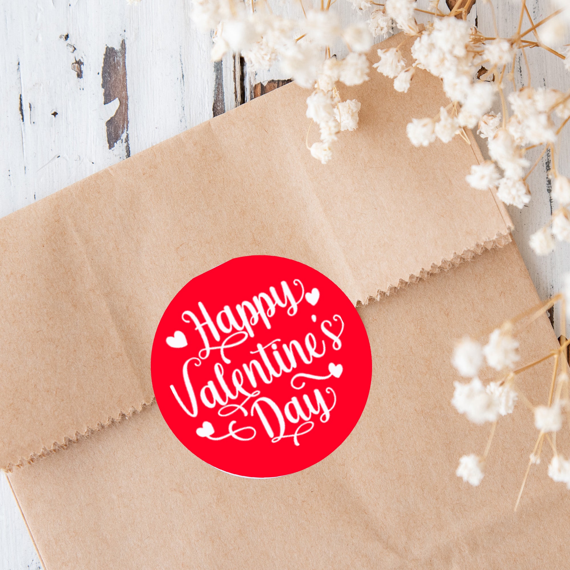 24 Happy Valentines Stickers - Wax Melts, Business Red, White Sticker Sweet Sweet Cone Bags