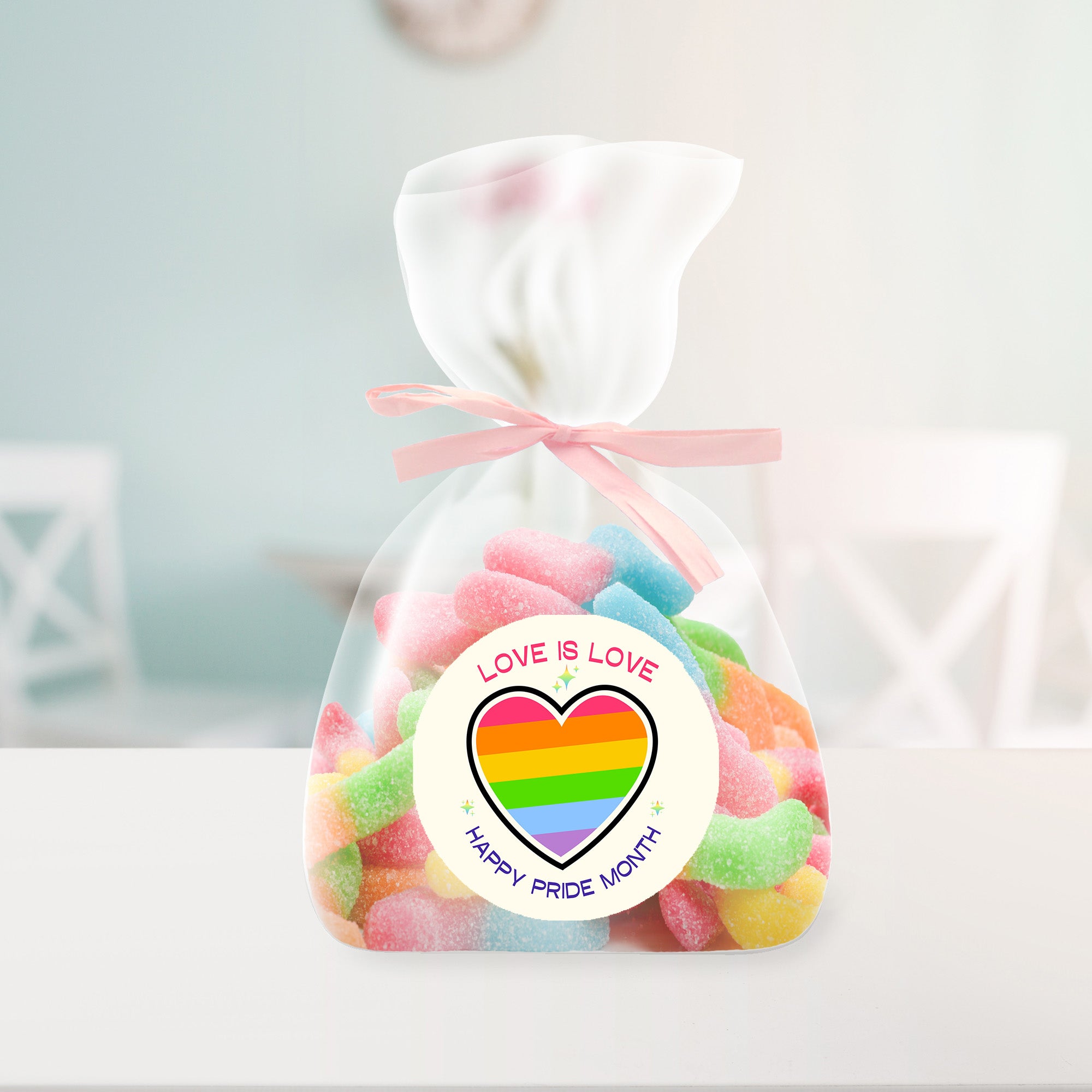 Rainbow Pride Stickers | LGBT Love Is Love Party Decorations | Various Designs