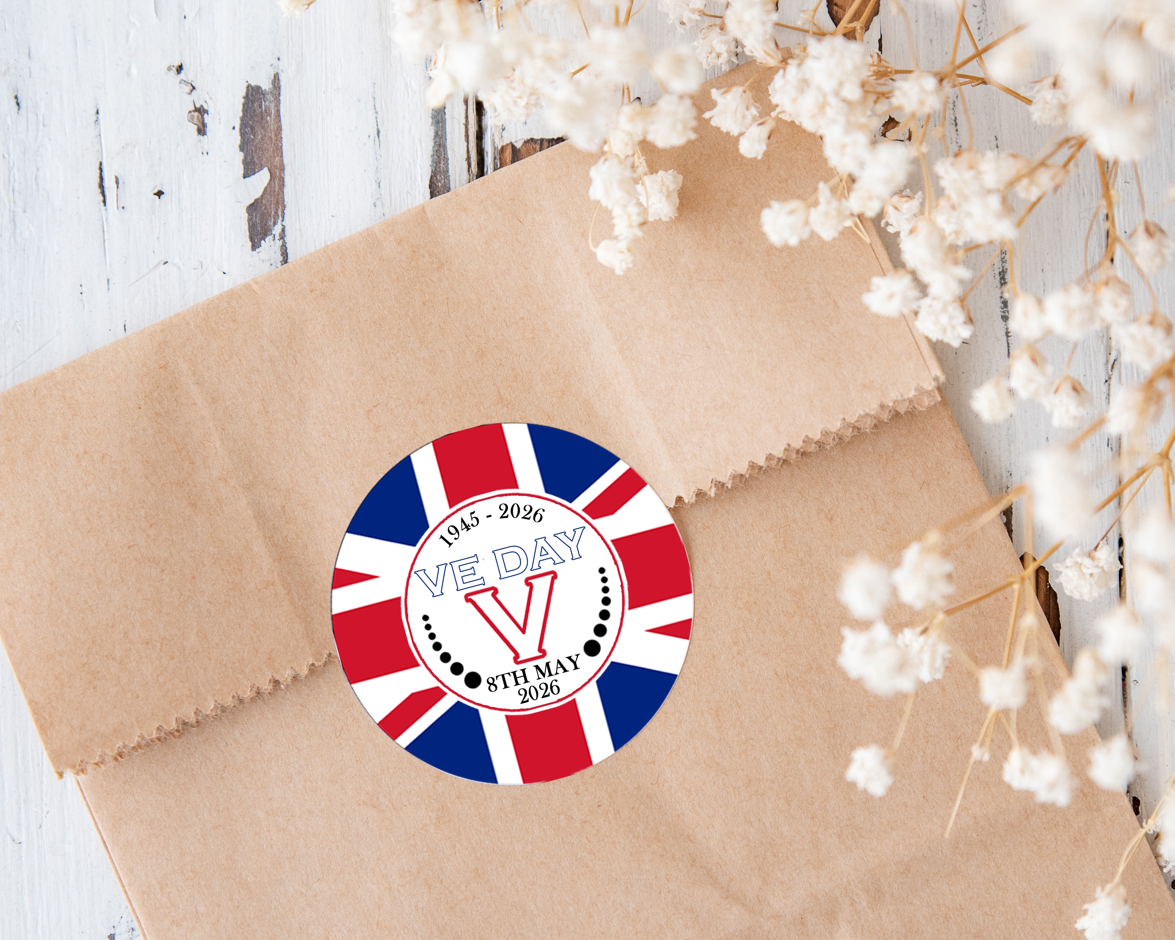 VE Day Celebration Sticker Sheet perfect for street parties! VE Day Party Decor Sizes 4.5cm / 3.7cm