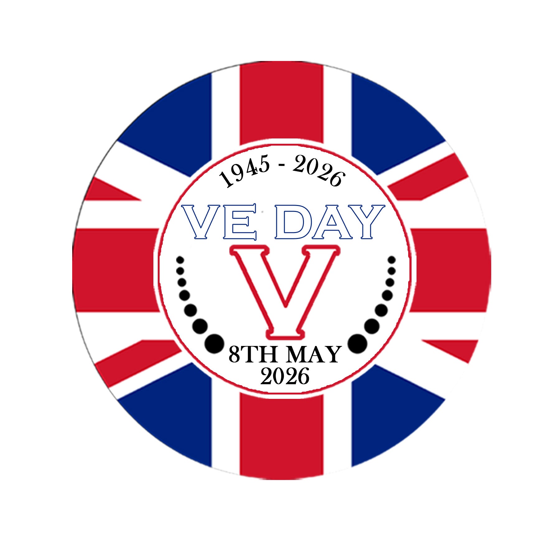VE Day Celebration Sticker Sheet perfect for street parties! VE Day Party Decor Sizes 4.5cm / 3.7cm