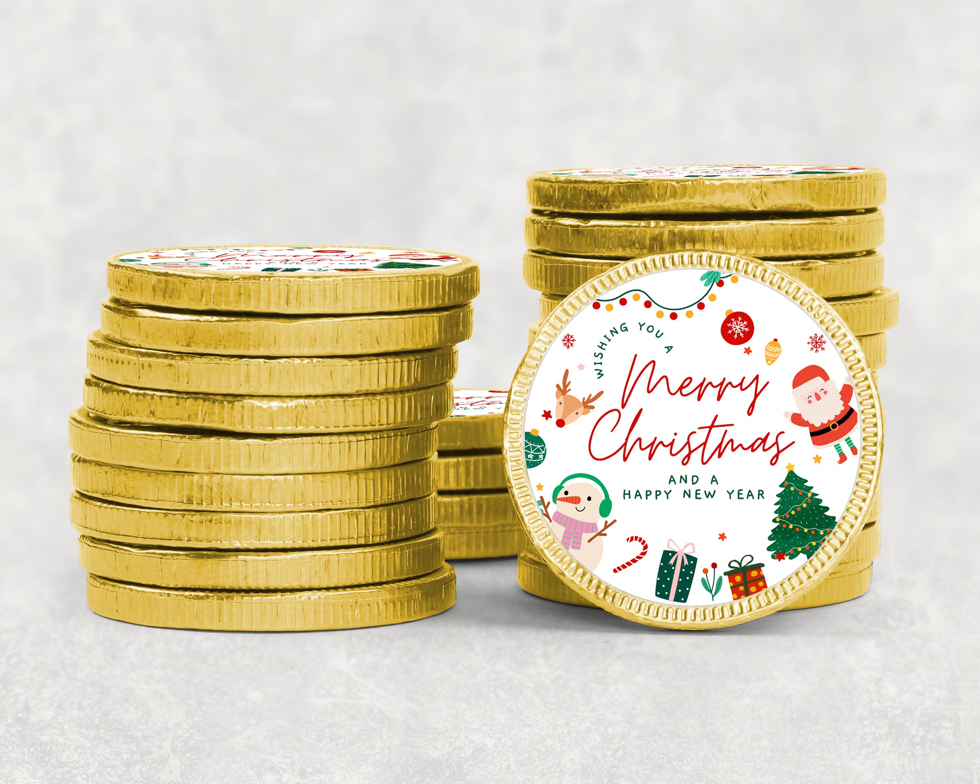 Christmas Chocolate Coins & Sticker Party Favors – Kids Party Bag Fillers Festive Holiday Treats – Bulk Option Santa gifts Stocking fillers