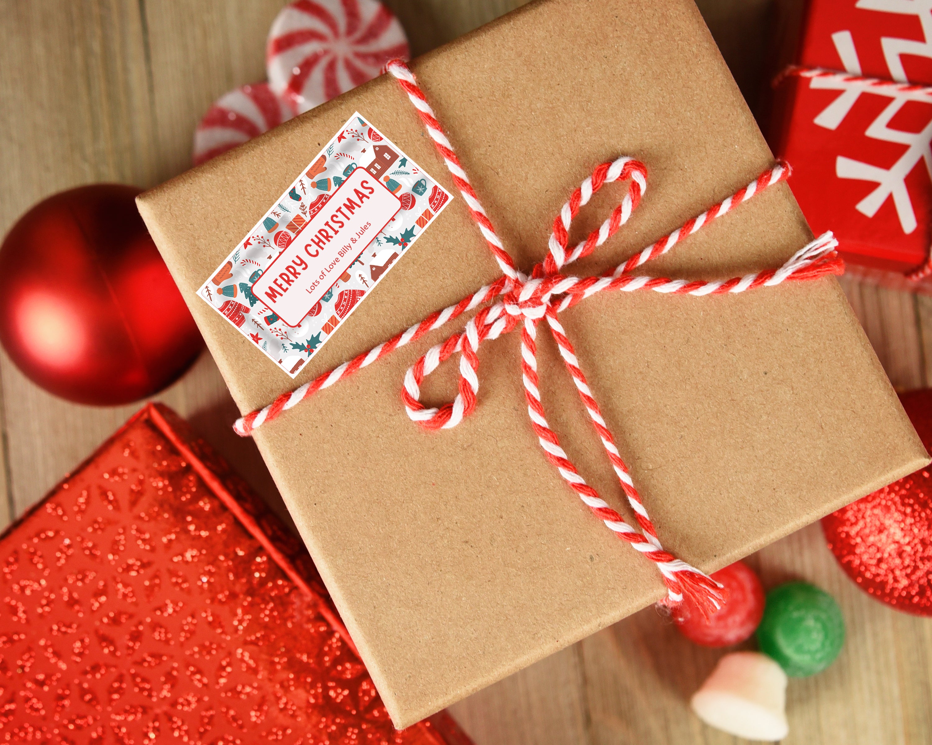 24 Personalised Christmas Stickers Floral Festive Gift Tag Labels Present Delivery From Santa