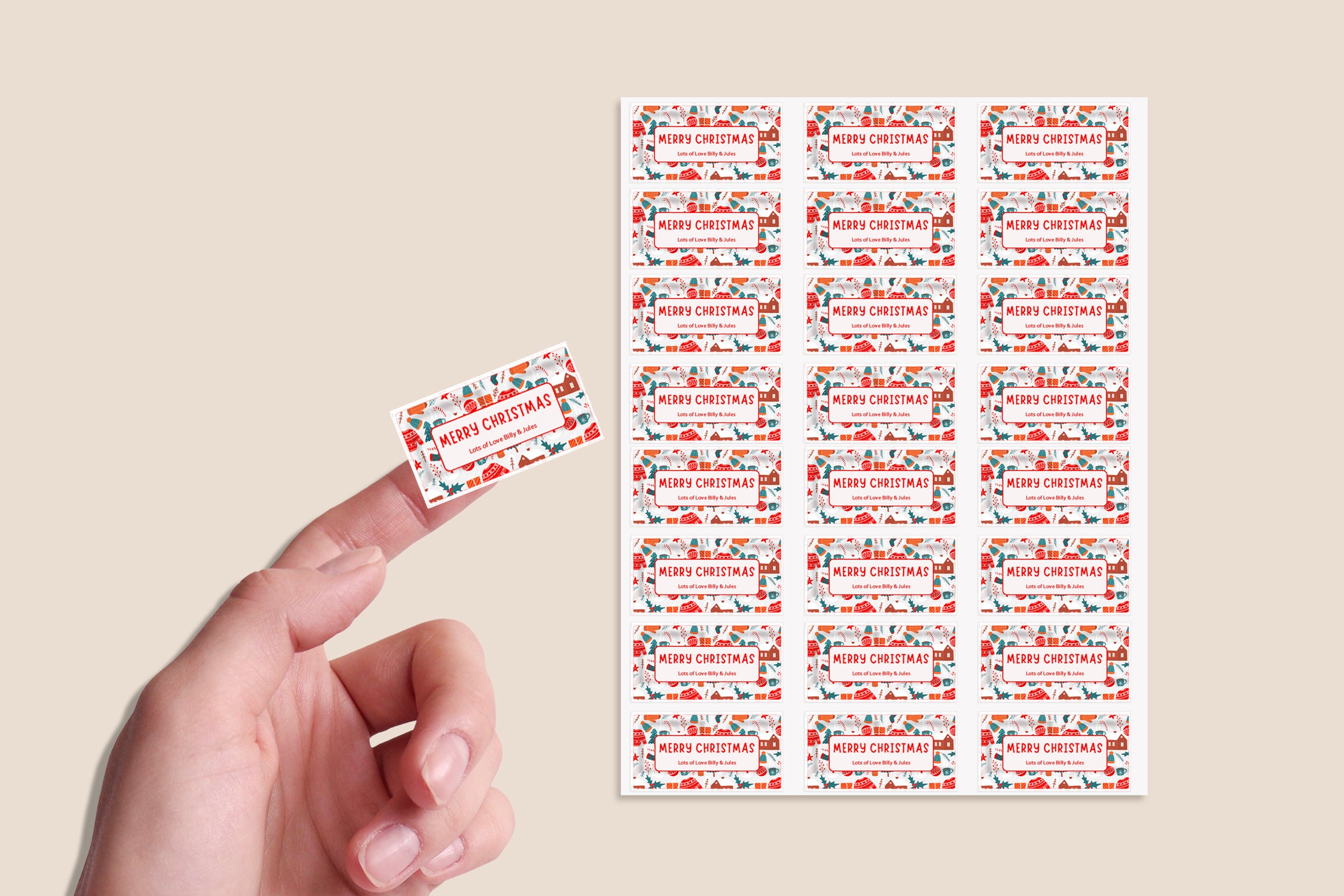 24 Personalised Christmas Stickers Floral Festive Gift Tag Labels Present Delivery From Santa